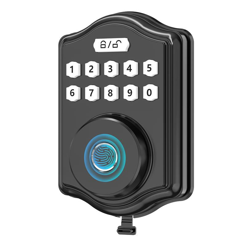 52HZ Fingerprint Door Lock, Keyless Entry Door Lock with Code, Voice Guidance Electronic Keypad Deadbolt Smart Locks for Front Door, Anti-Peeping Password, Auto Lock, Easy to Install, Black