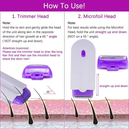 Professional Painless Hair Trimmer Skin Touch Electric Shaver USB Rechargeable Women Body Face Leg Bikini Hand Lady Hair Clipper