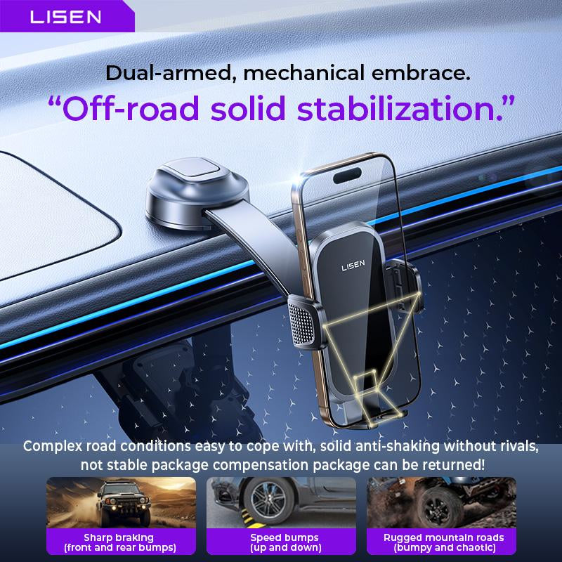 LISEN Car Phone Holder Suction Cup Rotating Foldable Design Instrument Panel Holder Universal