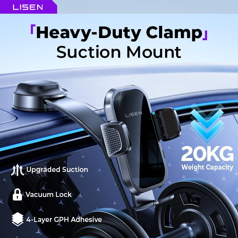 LISEN Car Phone Holder Suction Cup Rotating Foldable Design Instrument Panel Holder Universal