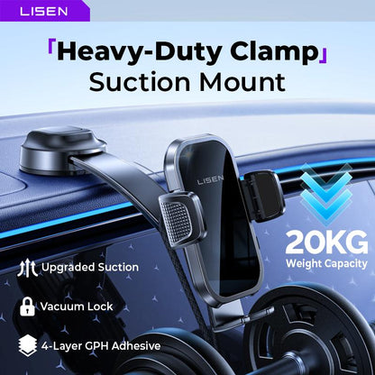 LISEN Car Phone Holder Suction Cup Rotating Foldable Design Instrument Panel Holder Universal